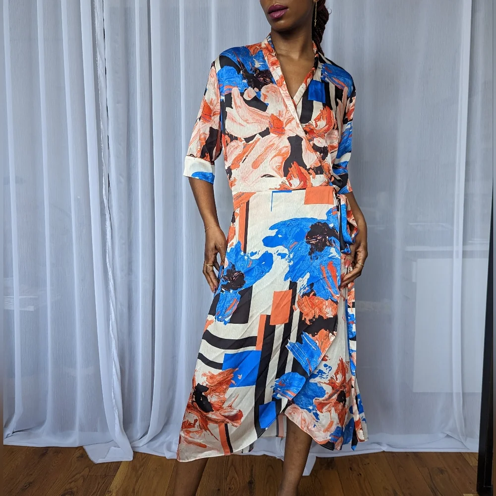 Graphical Midi Wrap Dress - Opificio Modenese | Size Small - Picture 3 of 8